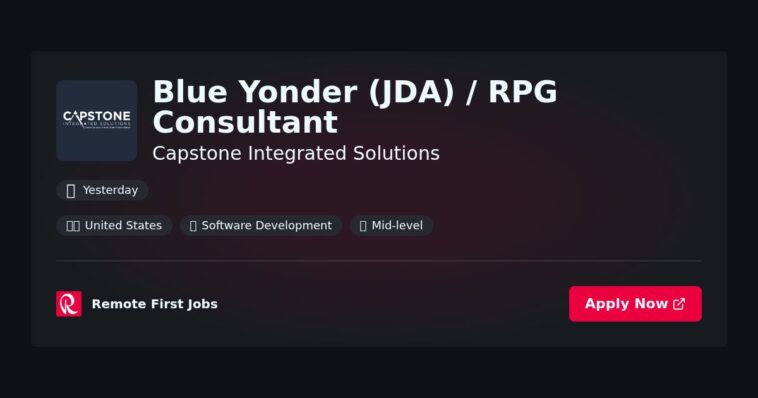 “Expert Blue Yonder (JDA) & RPG Consultant at Capstone Integrated Solutions | Elevate Your Supply Chain Management” | Guide & Career Tips