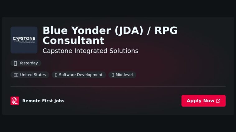 “Expert Blue Yonder (JDA) & RPG Consultant at Capstone Integrated Solutions | Elevate Your Supply Chain Management” | Guide & Career Tips